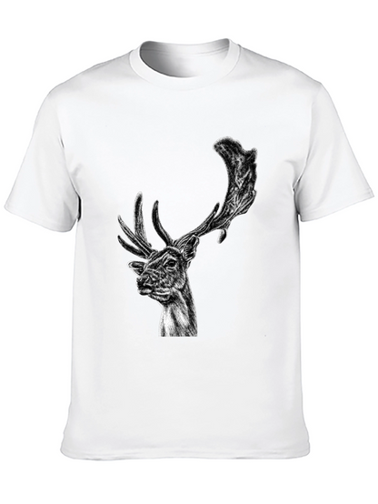 Black Deer Graphic Tee - Wildlife Art Shirt