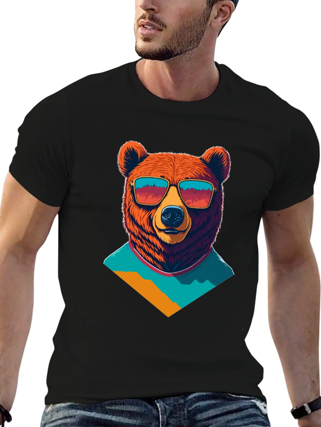 Cool Bear Graphic Tee - Black Cotton T-Shirt