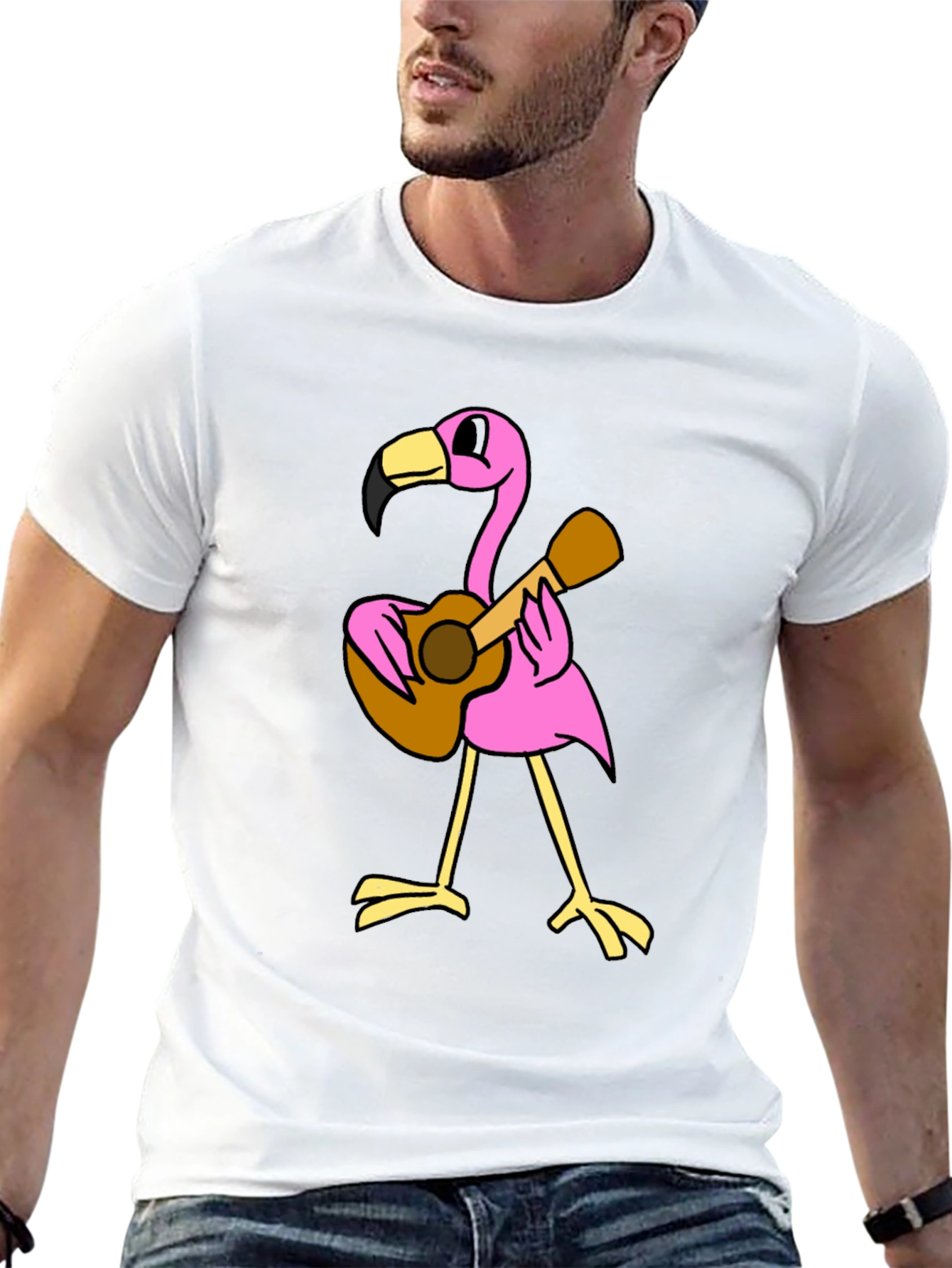 Flamingo Guitar Player Graphic Tee