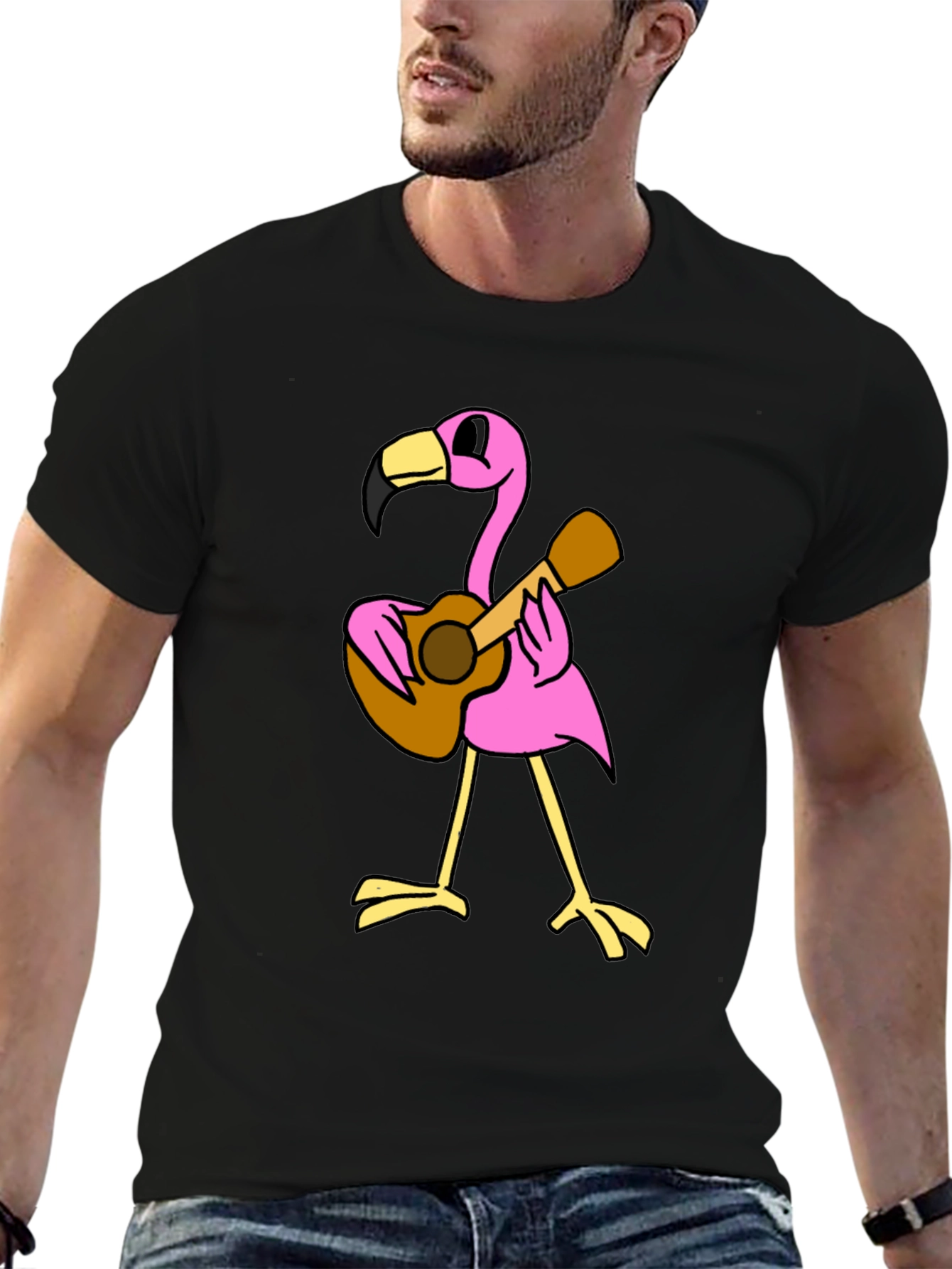 Flamingo Guitar Player Graphic Tee