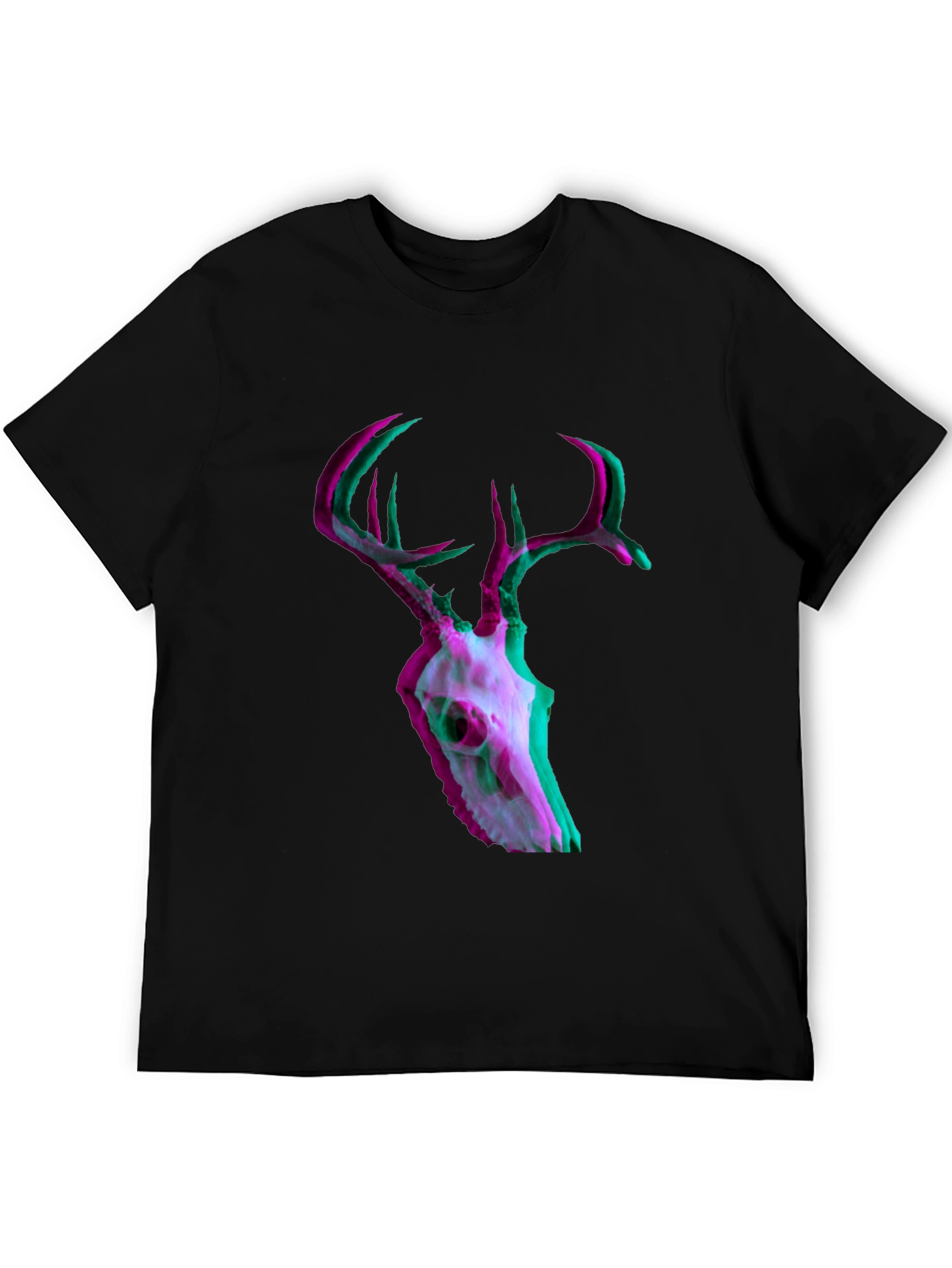 Deer Skull Glitch Mens Graphic T-Shirt