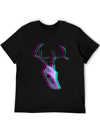 Deer Skull Glitch Mens Graphic T-Shirt