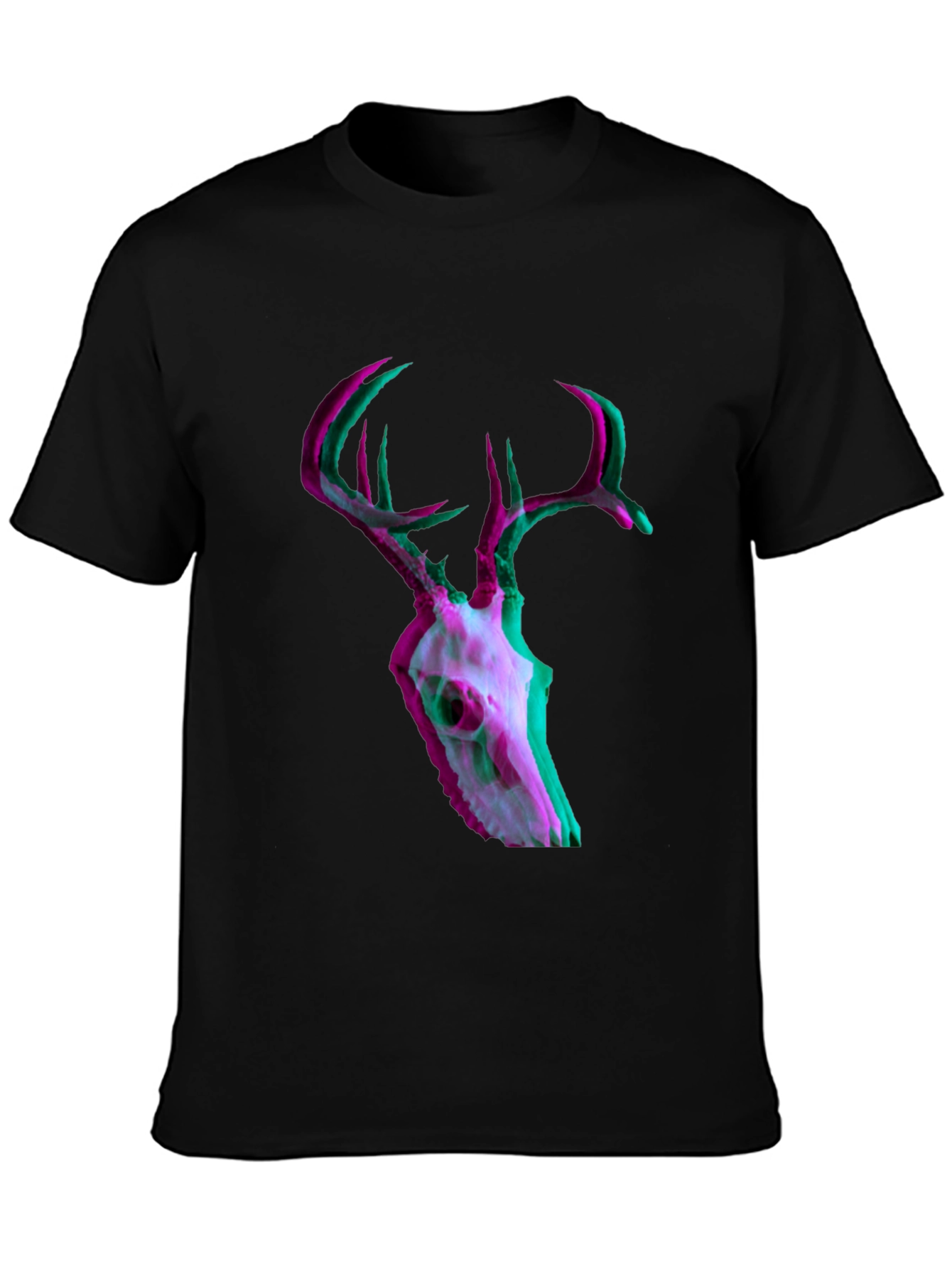 Deer Skull Glitch Mens Graphic T-Shirt