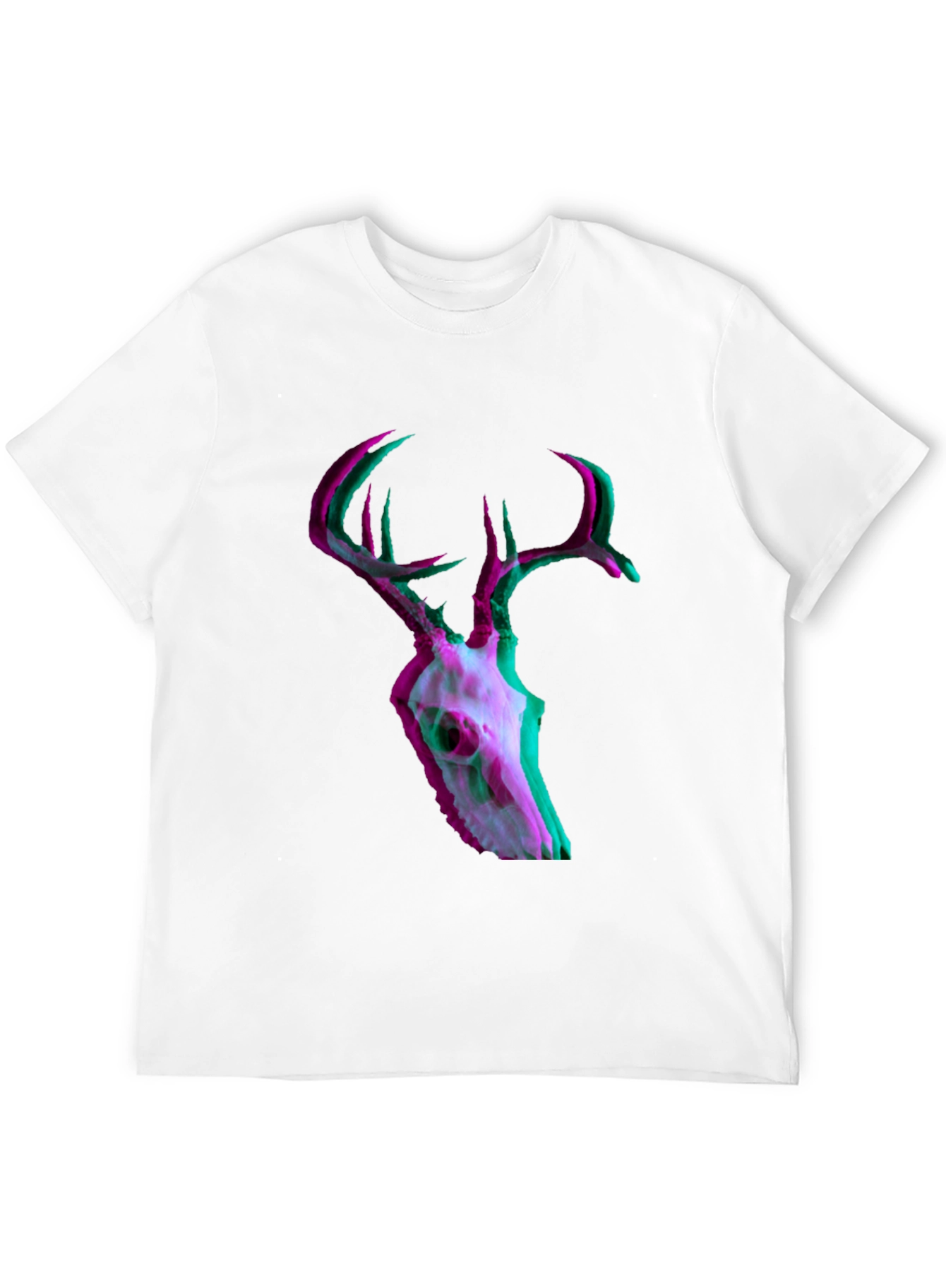 Deer Skull Glitch Mens Graphic T-Shirt