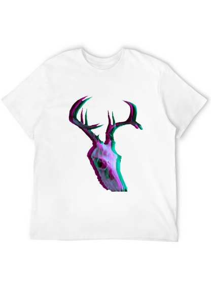 Deer Skull Glitch Mens Graphic T-Shirt