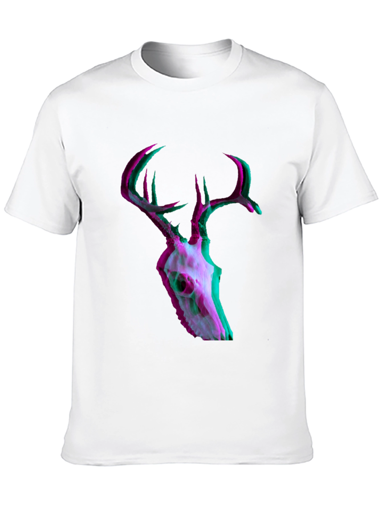 Deer Skull Glitch Mens Graphic T-Shirt