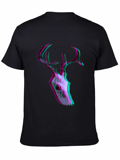 Deer Skull Glitch Mens Graphic T-Shirt