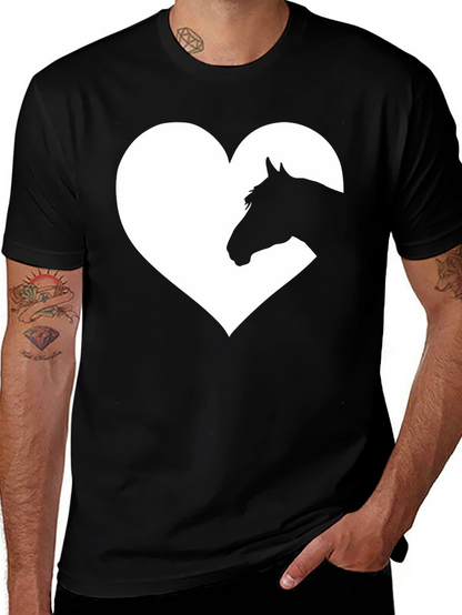 Horse Heart Graphic Tee - Black Cotton Blend