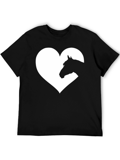 Horse Heart Graphic Tee - Black Cotton Blend