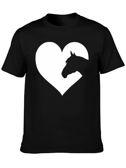Horse Heart Graphic Tee - Black Cotton Blend