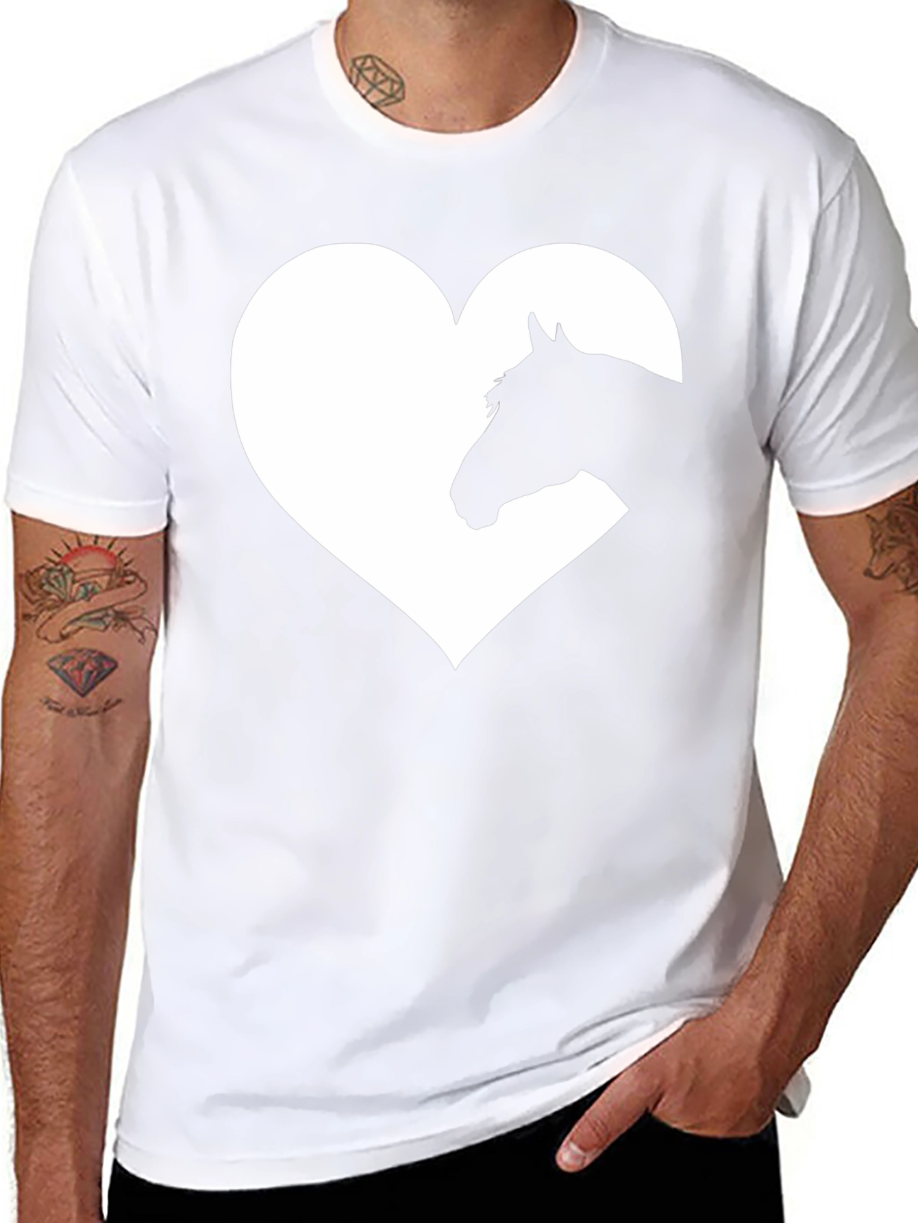 Horse Heart Graphic Tee - Black Cotton Blend