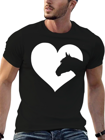 Horse Heart Graphic Tee - Black Cotton Blend