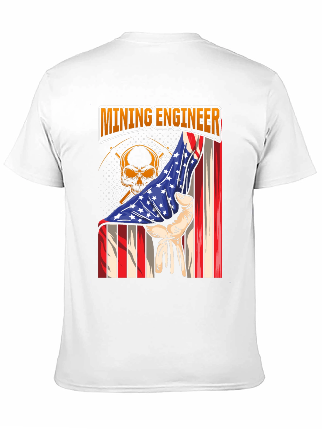 Mining Engineer American Flag Skull T-Shirt