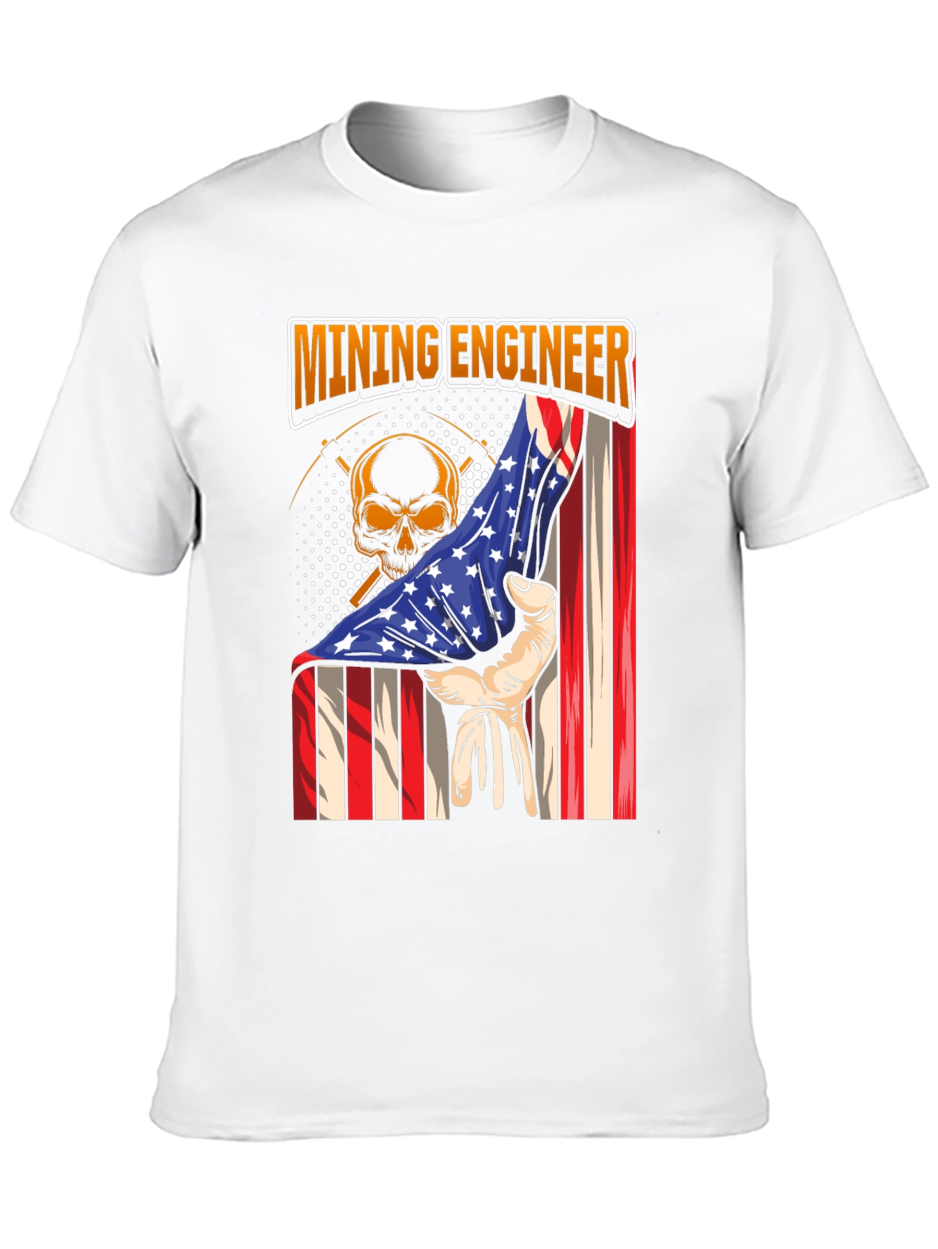 Mining Engineer American Flag Skull T-Shirt