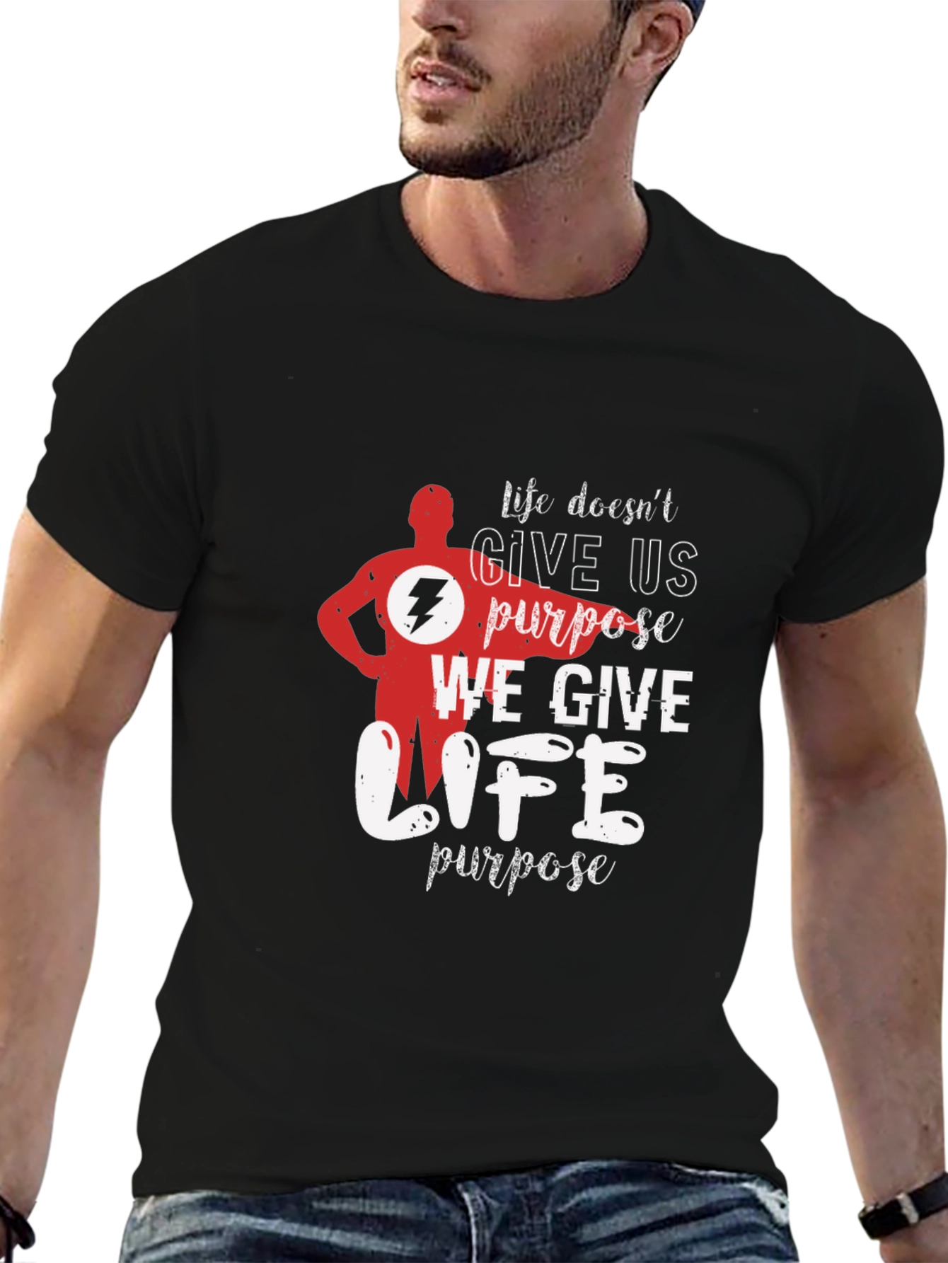 Life Purpose Graphic T-Shirt - Black