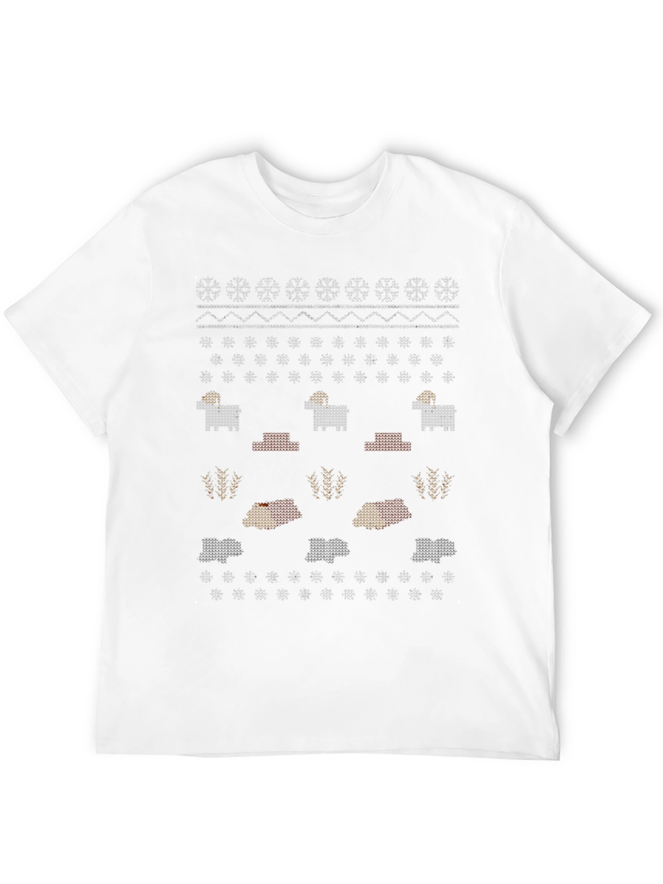 Novelty Knitted Sheep Pattern Black T-Shirt