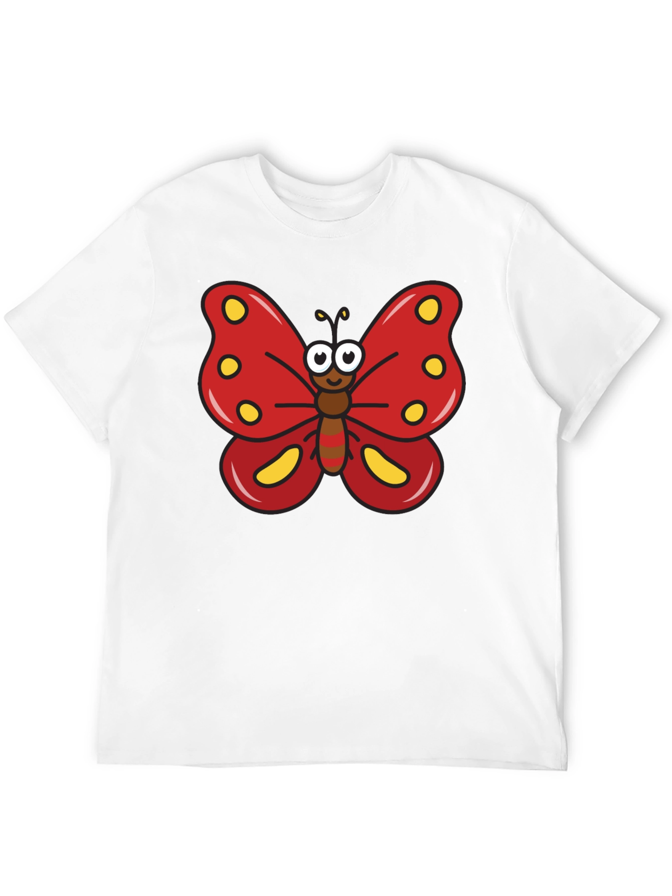 Cartoon Butterfly Graphic Tee - Black T-Shirt