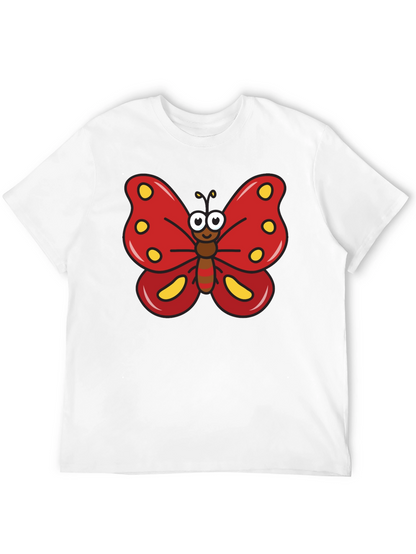 Cartoon Butterfly Graphic Tee - Black T-Shirt