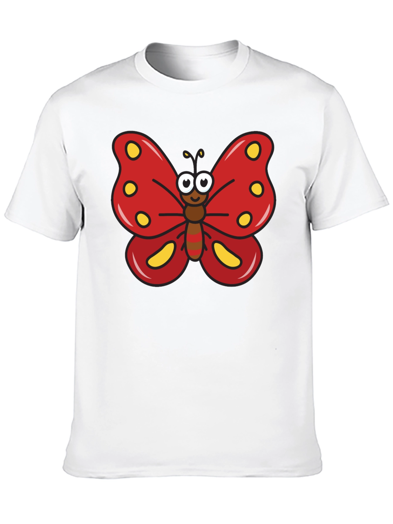 Cartoon Butterfly Graphic Tee - Black T-Shirt