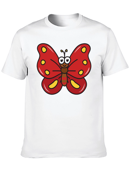 Cartoon Butterfly Graphic Tee - Black T-Shirt