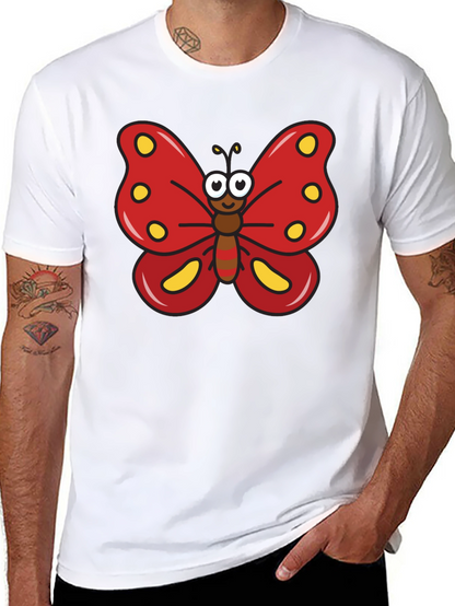 Cartoon Butterfly Graphic Tee - Black T-Shirt