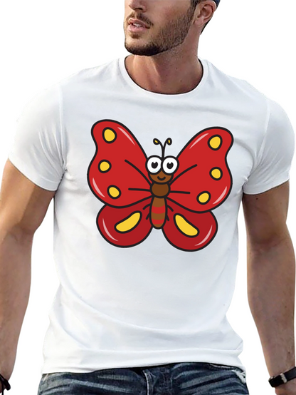 Cartoon Butterfly Graphic Tee - Black T-Shirt
