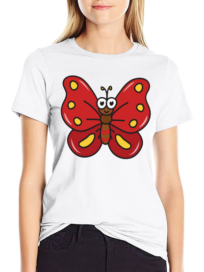 Cartoon Butterfly Graphic Tee - Black T-Shirt