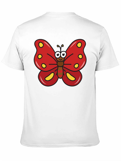 Cartoon Butterfly Graphic Tee - Black T-Shirt