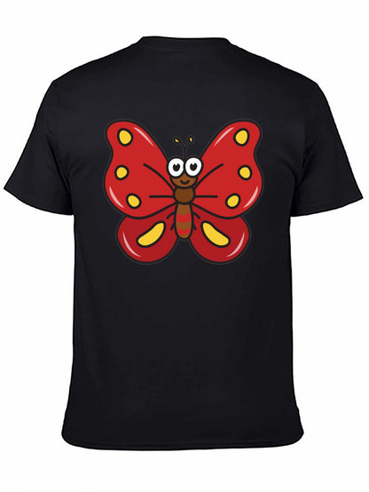 Cartoon Butterfly Graphic Tee - Black T-Shirt