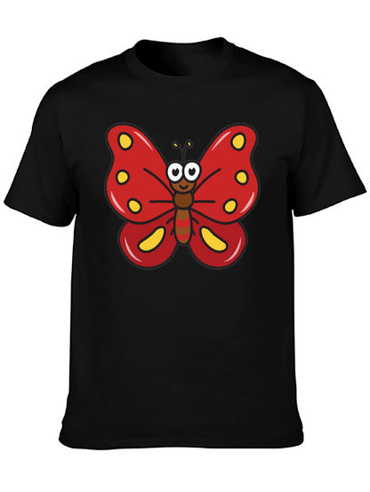 Cartoon Butterfly Graphic Tee - Black T-Shirt
