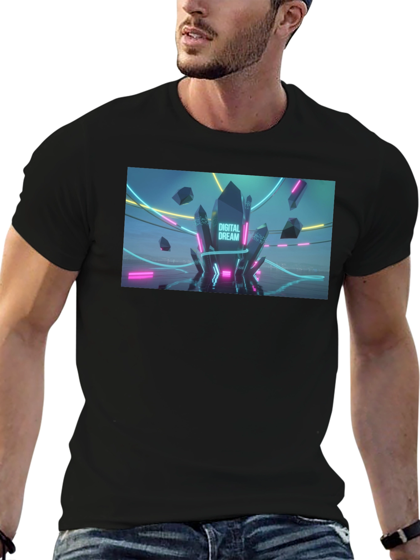 Digital Dream Graphic Tee - Mens Black T-Shirt