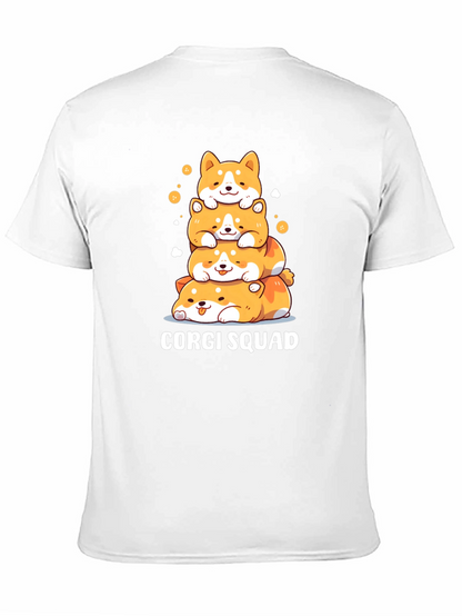 Corgi Squad Stacked Dogs Black T-Shirt