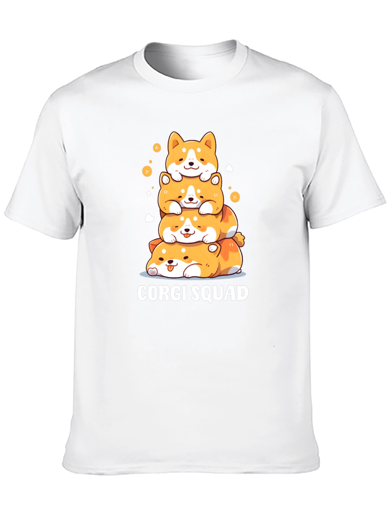 Corgi Squad Stacked Dogs Black T-Shirt