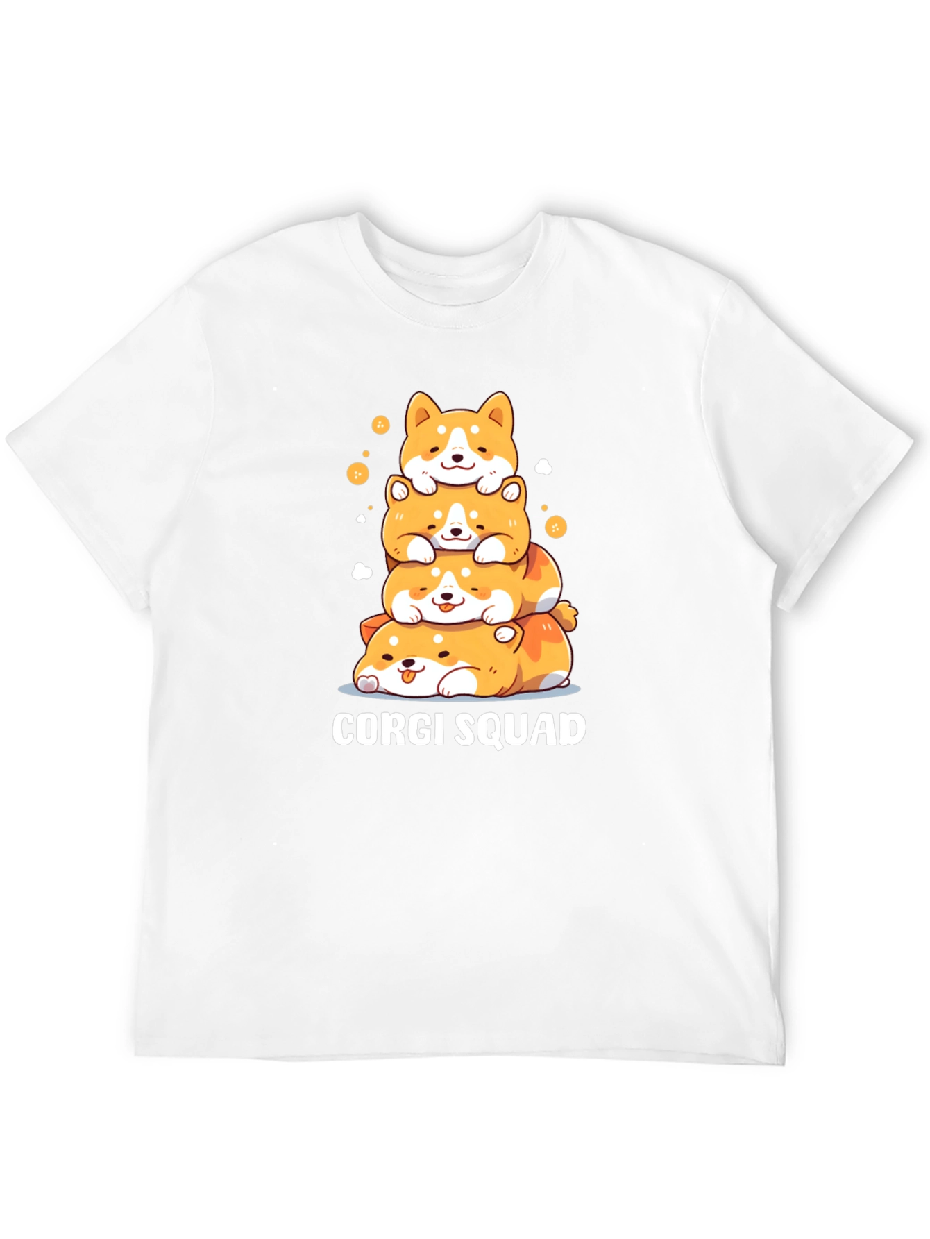 Corgi Squad Stacked Dogs Black T-Shirt