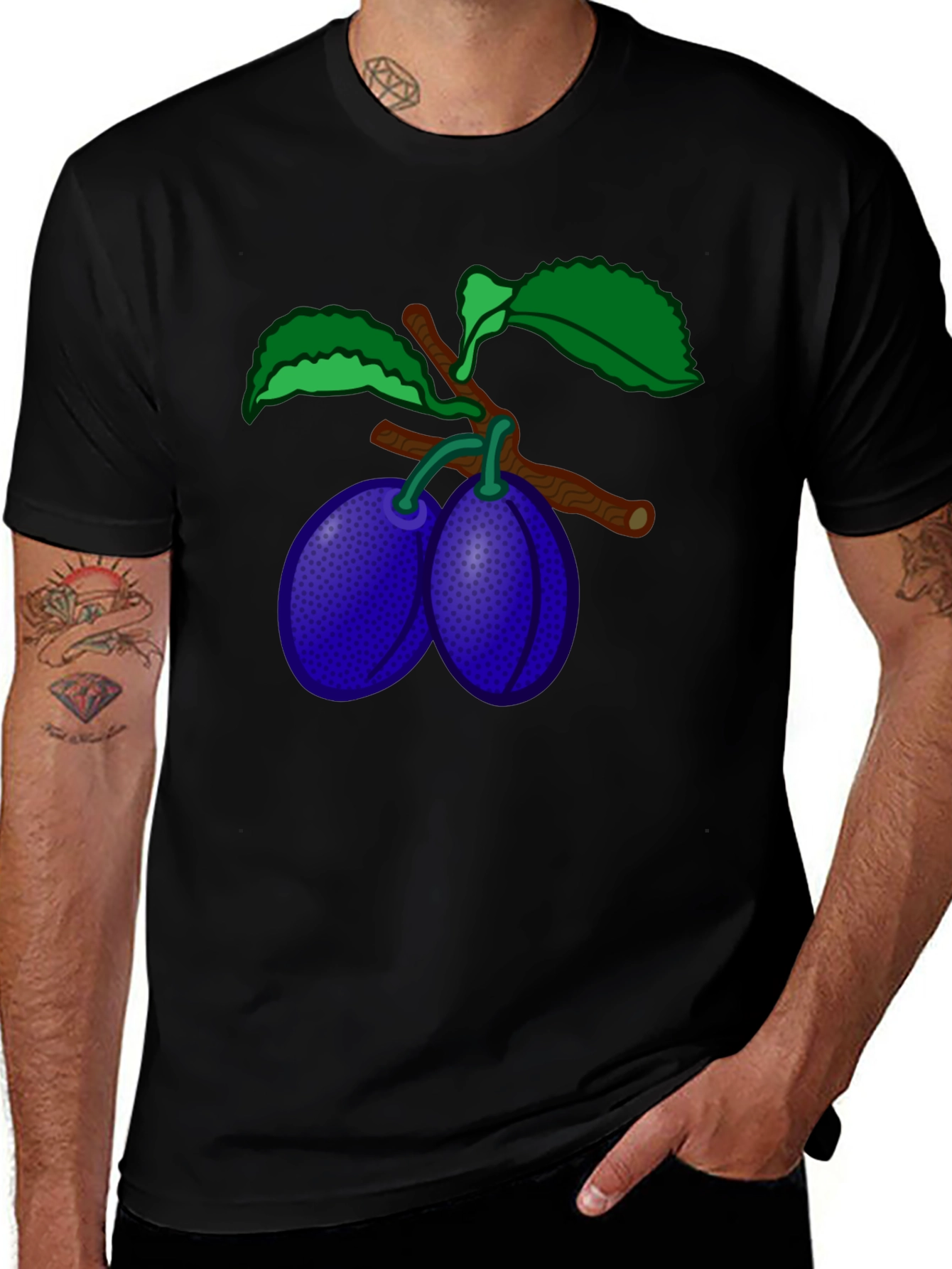 Plum Branch Graphic Black T-Shirt