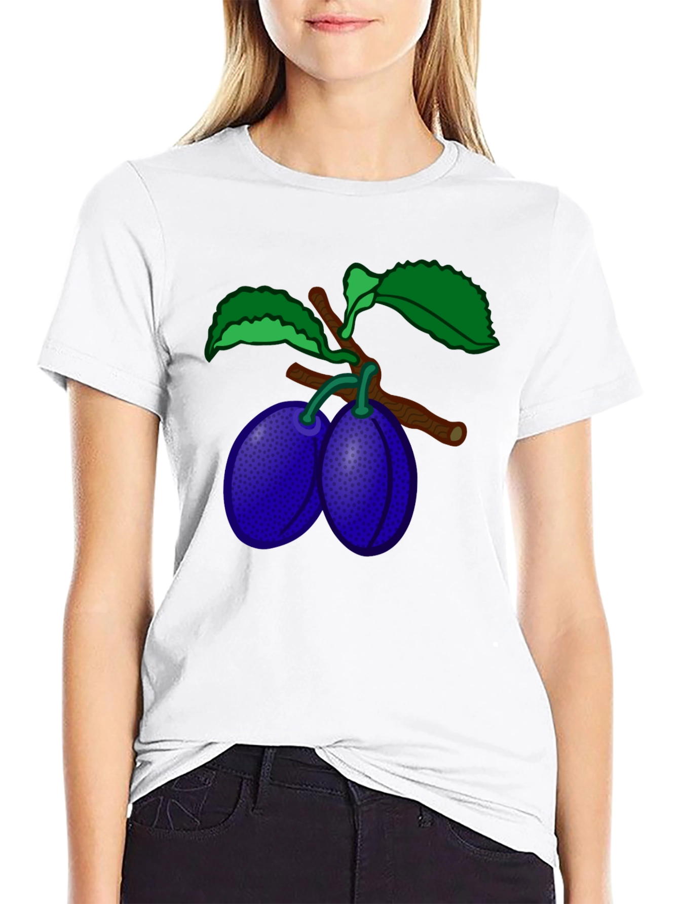 Plum Branch Graphic Black T-Shirt