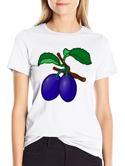 Plum Branch Graphic Black T-Shirt
