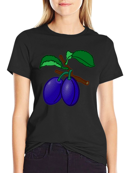 Plum Branch Graphic Black T-Shirt