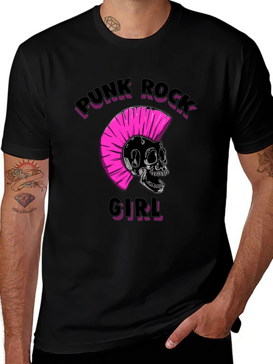 Punk Rock Girl Graphic Tee - Black Unisex T-Shirt