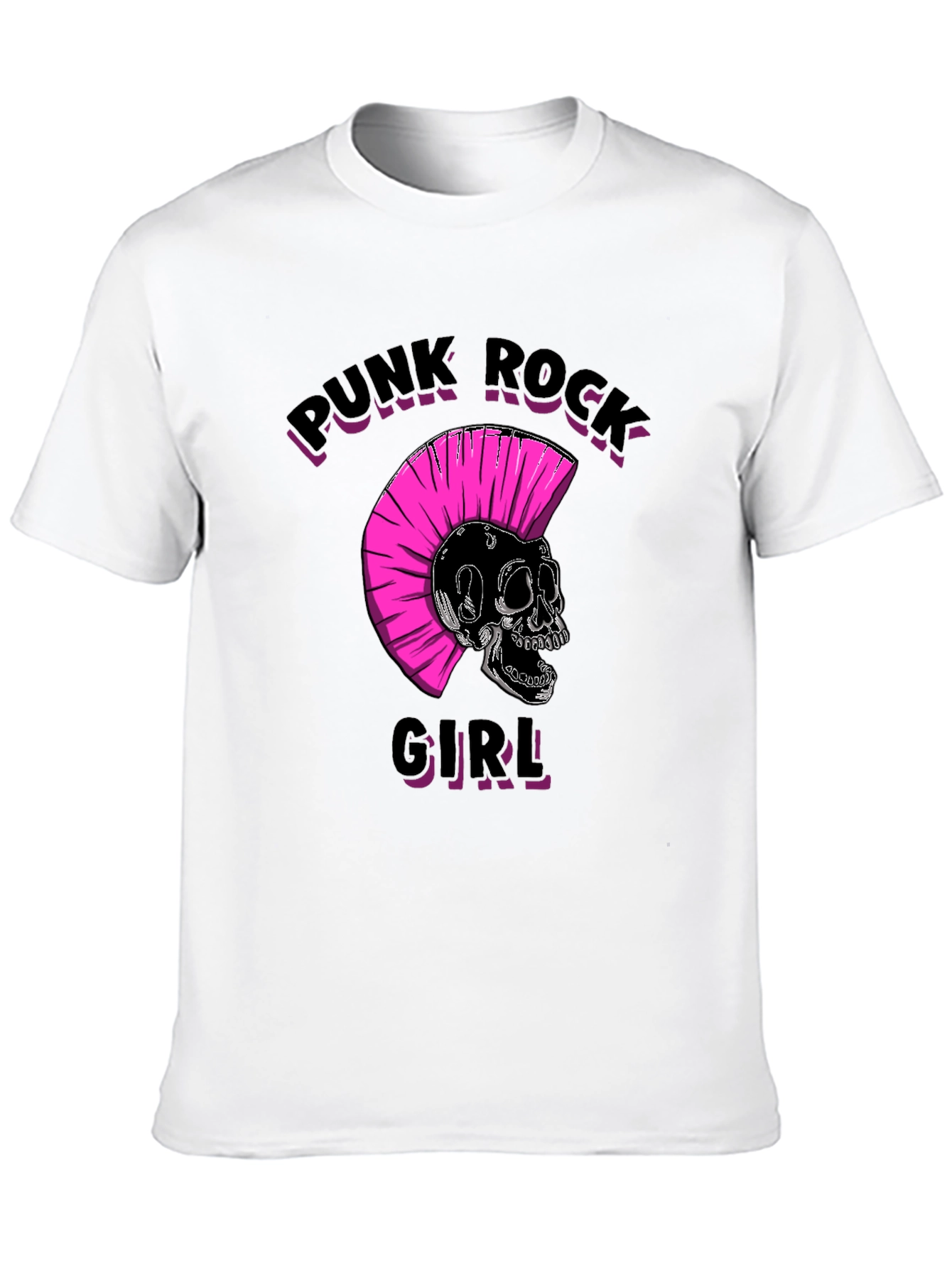 Punk Rock Girl Graphic Tee - Black Unisex T-Shirt