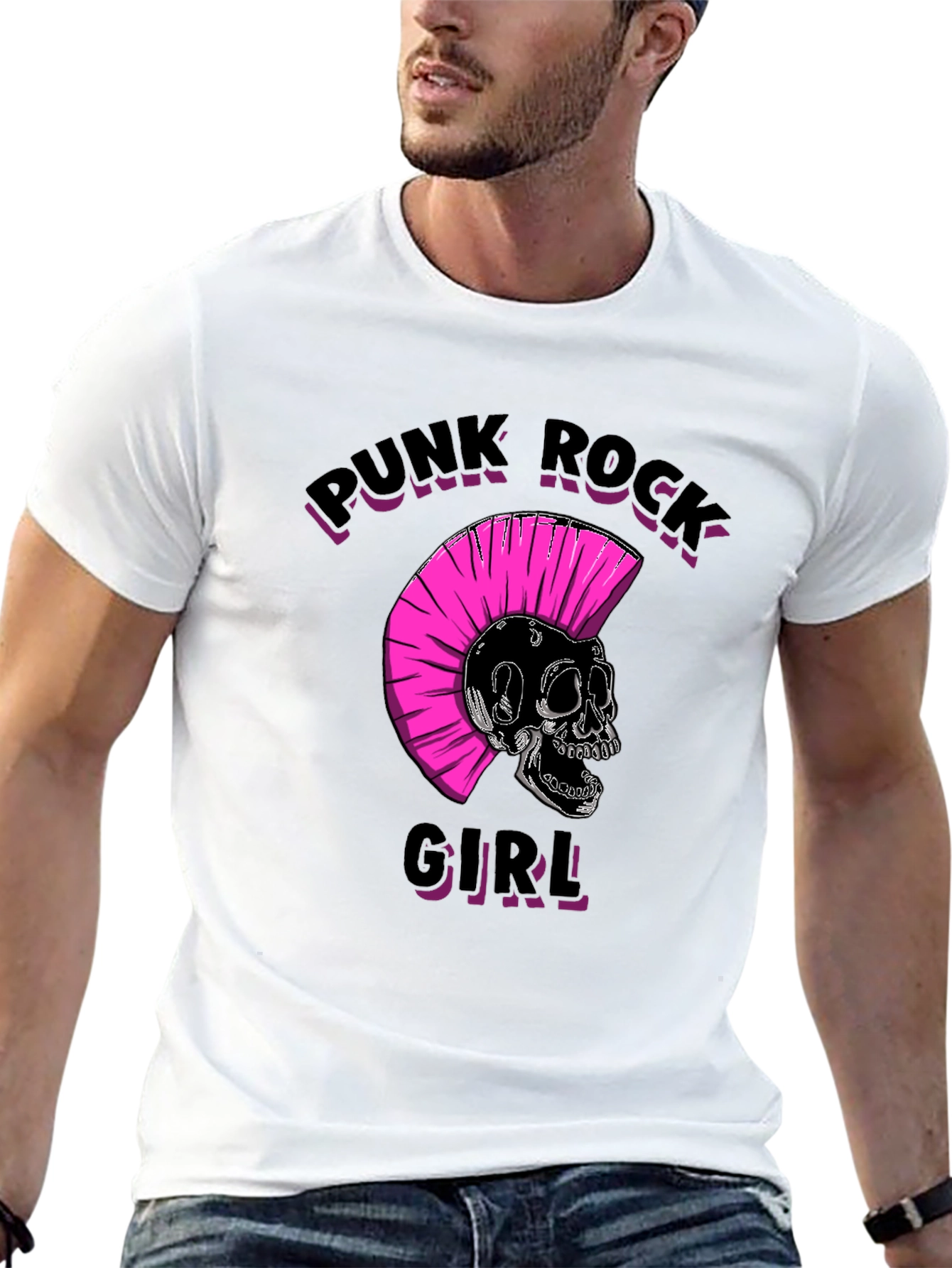 Punk Rock Girl Graphic Tee - Black Unisex T-Shirt