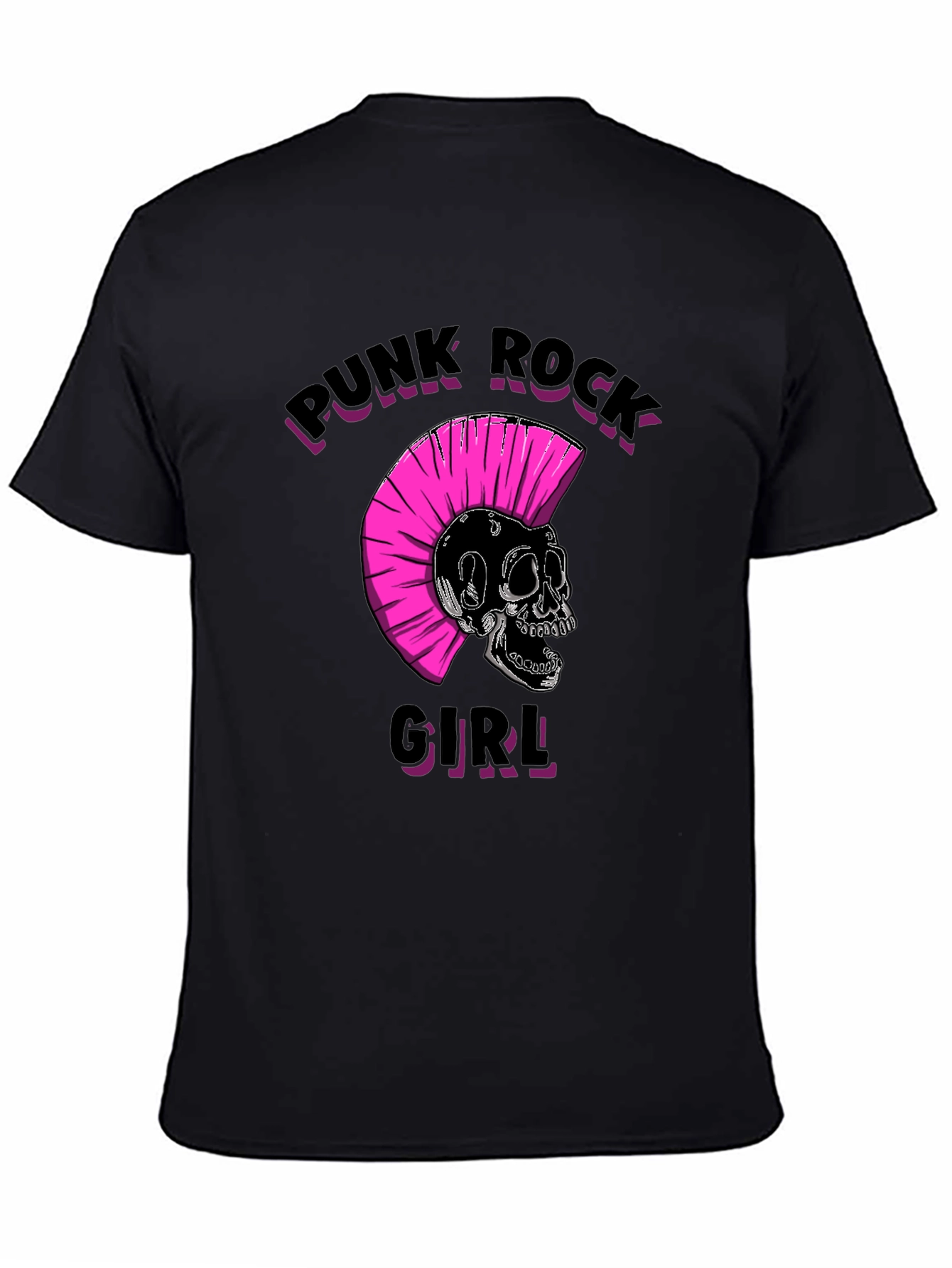 Punk Rock Girl Graphic Tee - Black Unisex T-Shirt