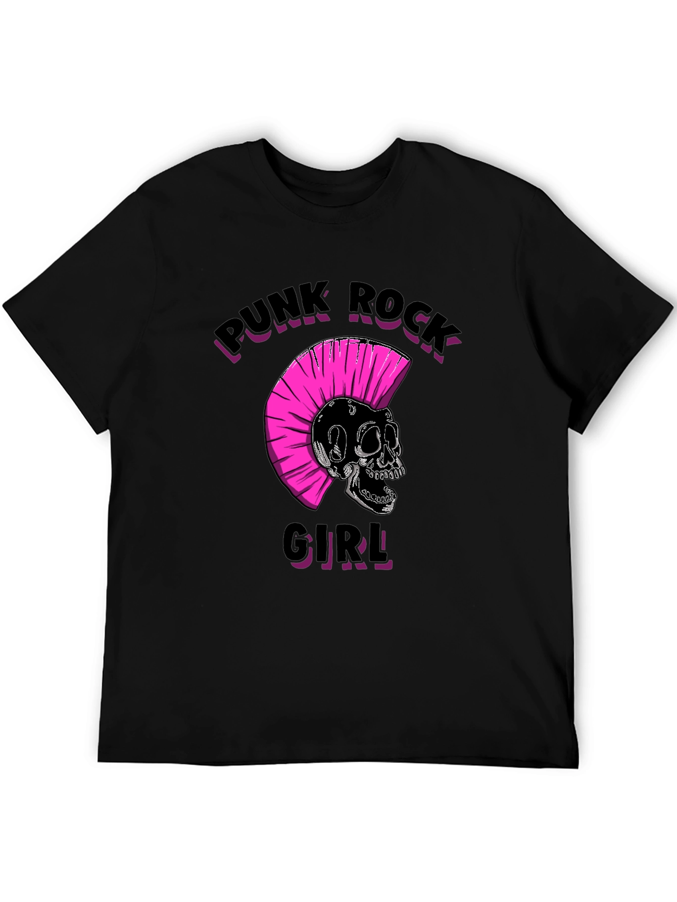 Punk Rock Girl Graphic Tee - Black Unisex T-Shirt