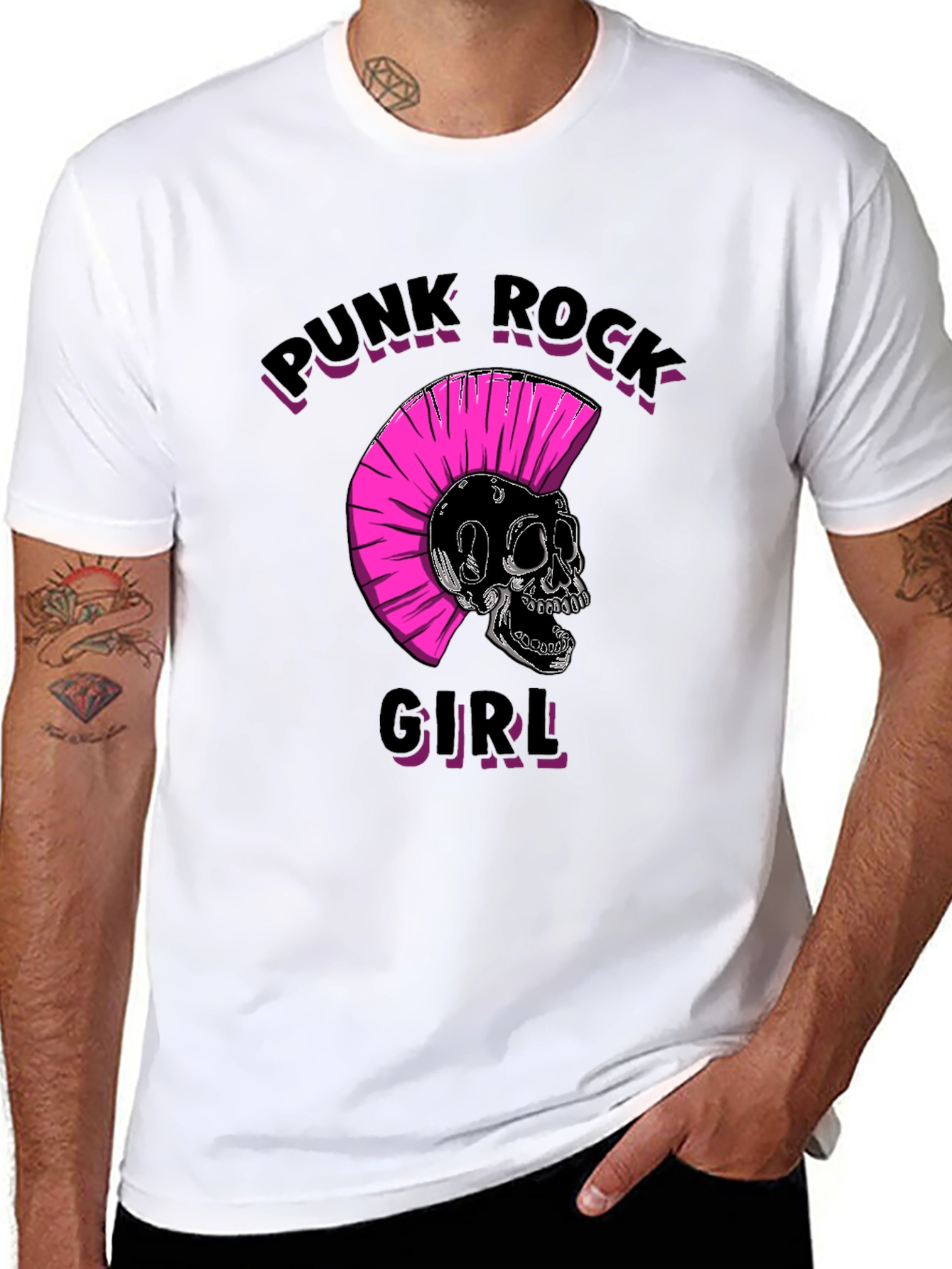 Punk Rock Girl Graphic Tee - Black Unisex T-Shirt