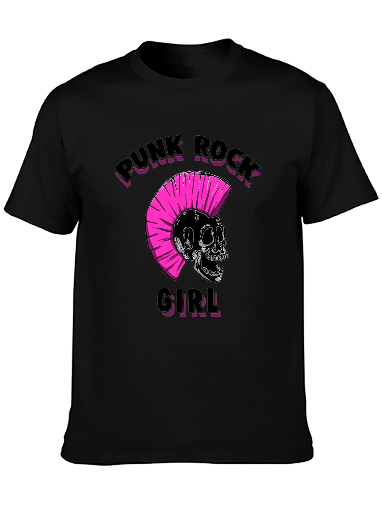 Punk Rock Girl Graphic Tee - Black Unisex T-Shirt