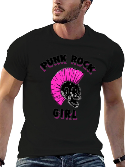 Punk Rock Girl Graphic Tee - Black Unisex T-Shirt
