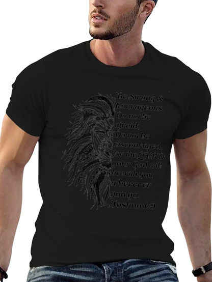 Lion & Scripture Graphic Black T-Shirt
