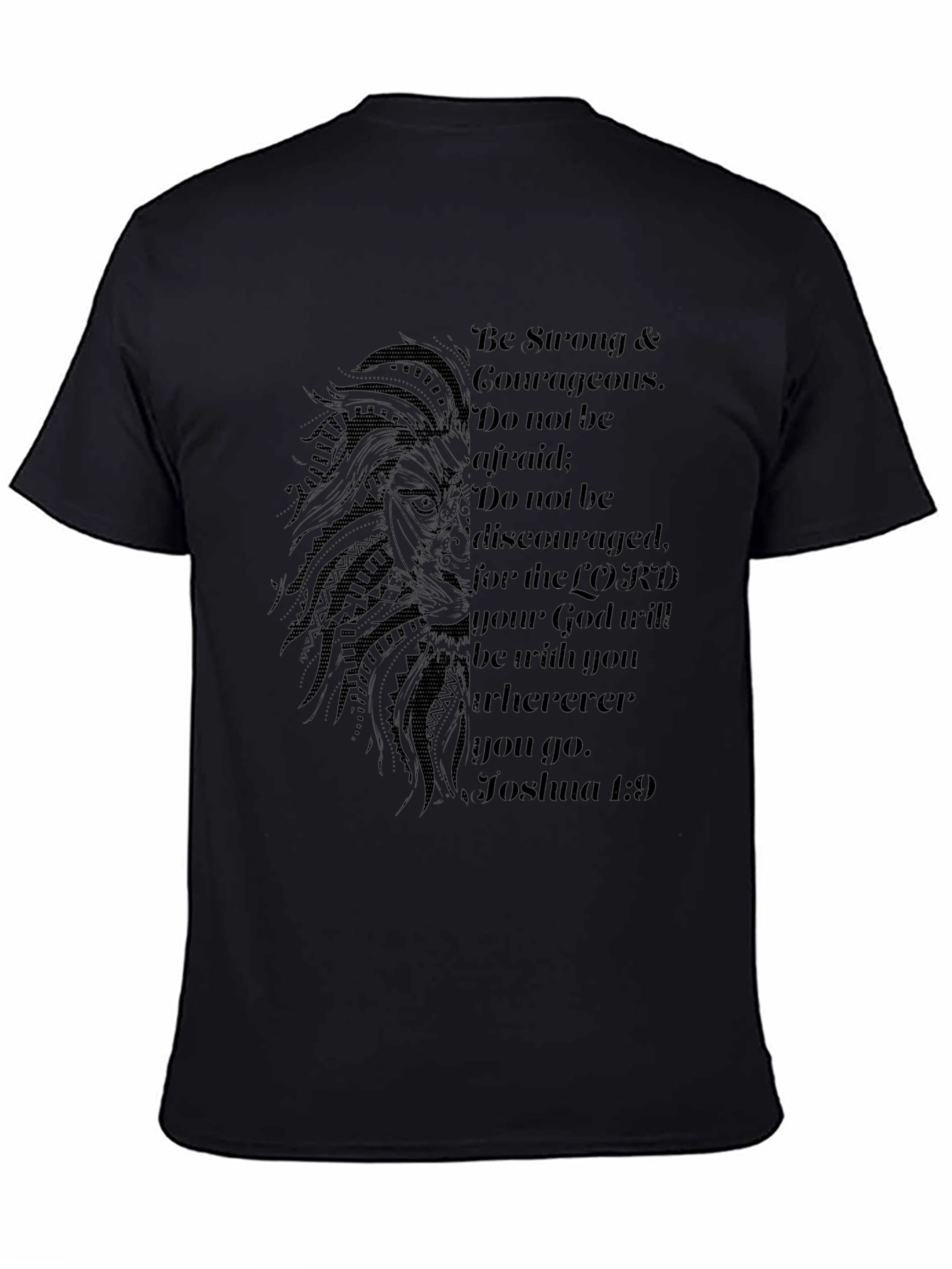 Lion & Scripture Graphic Black T-Shirt