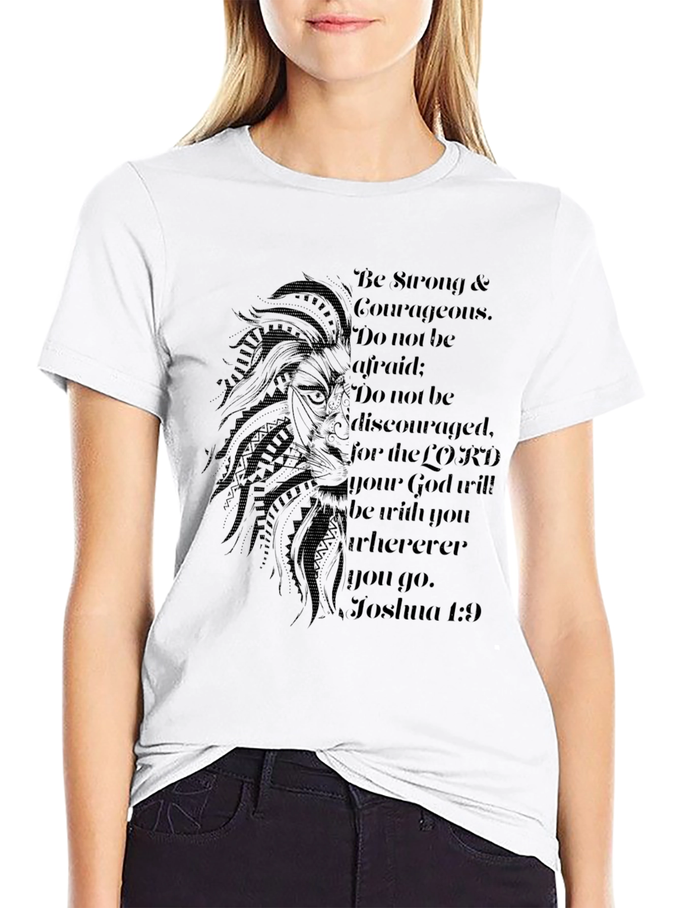 Lion & Scripture Graphic Black T-Shirt