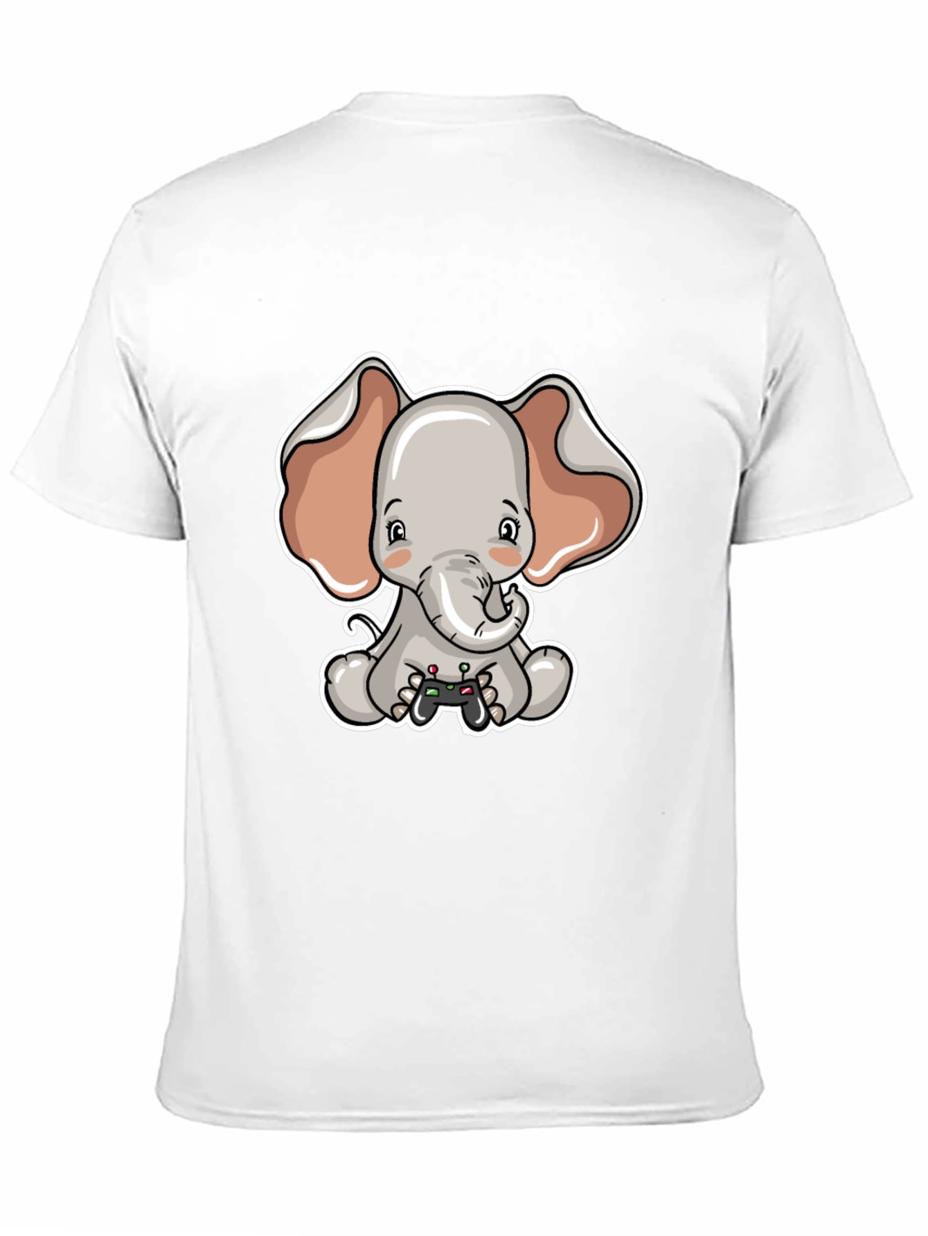 Cute Elephant Gamer Black T-Shirt
